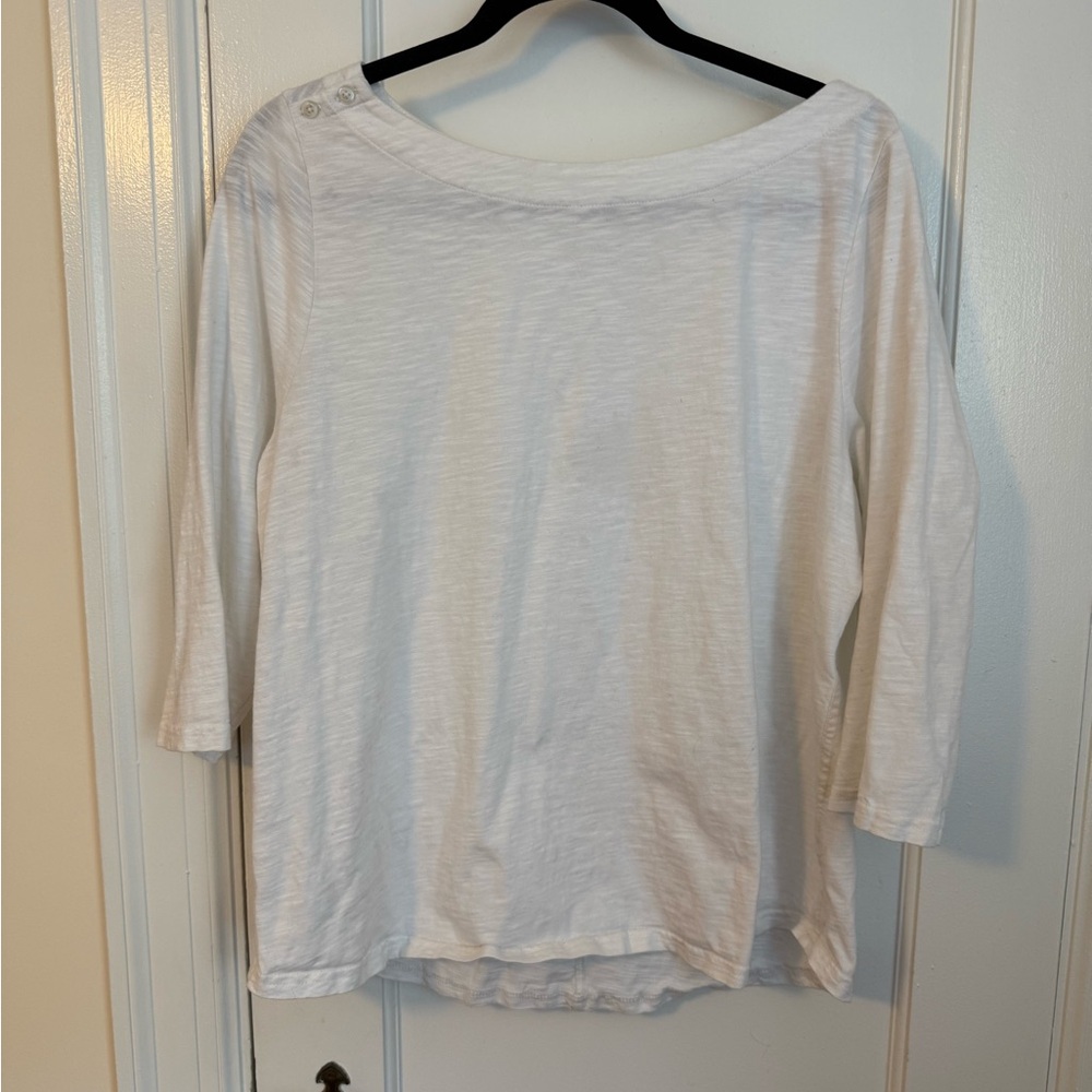 Pact Women's White 3/4 Sleeve Blouse